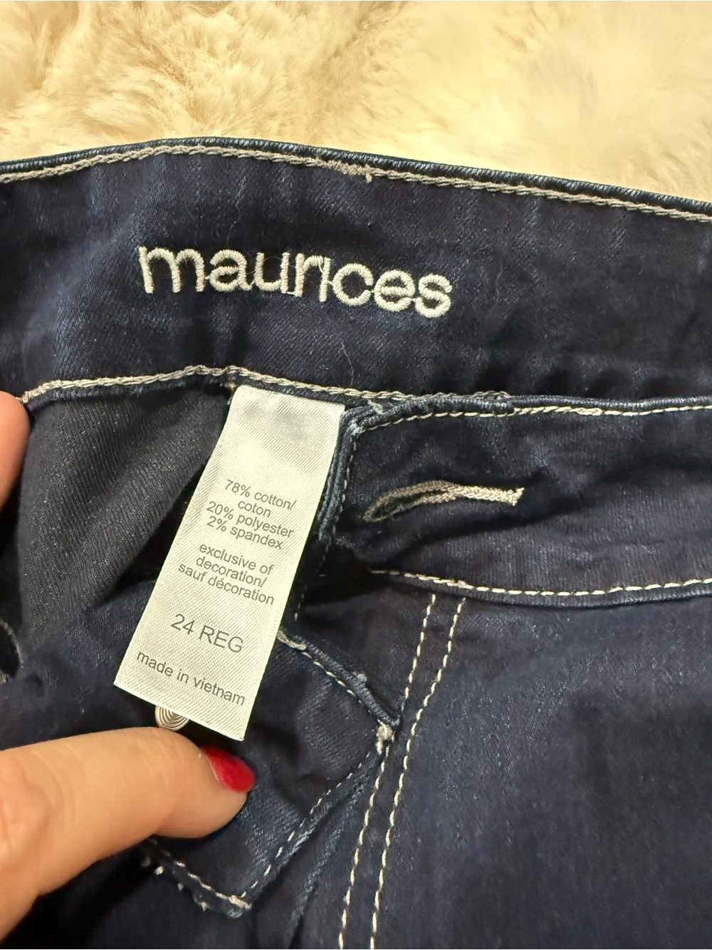 Maurices Dark Blue Jeggings with Contrast Stitching